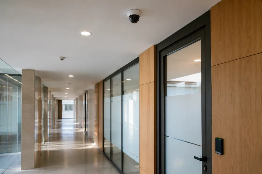 Caméra de vidéosurveillance dans des bureaux